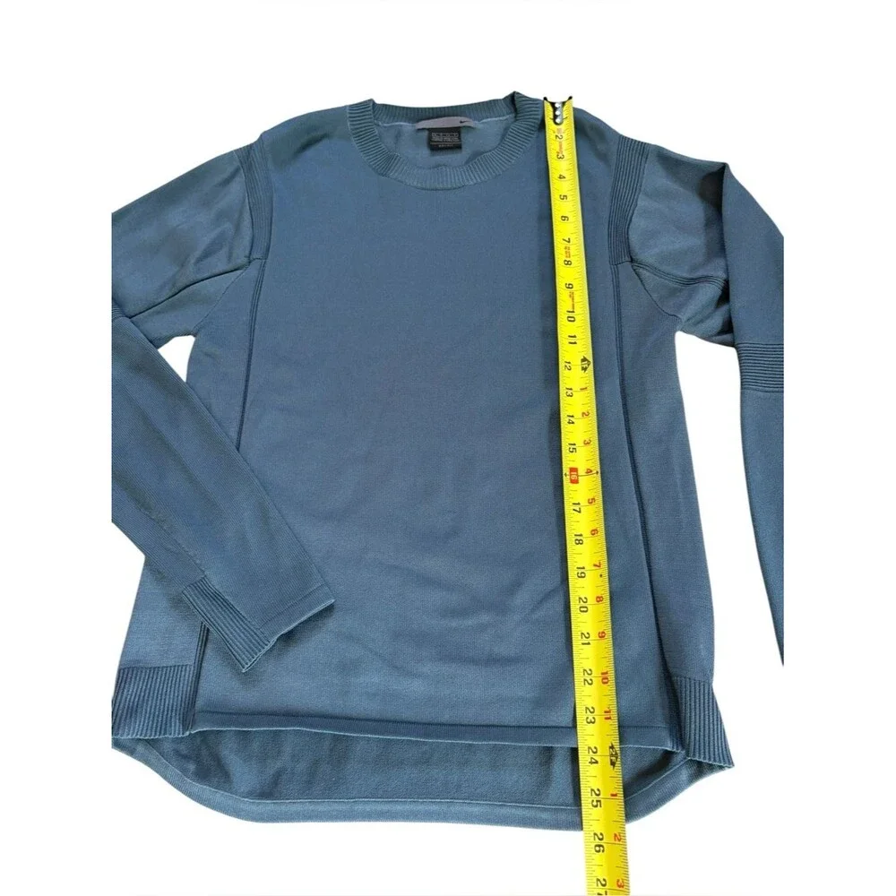 Nike Long Sleeve Crew Neck Sweater Ribbed Trim Mens Size Small Blue